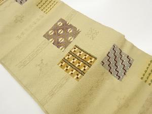 色紙に幾何学模様織出し名古屋帯